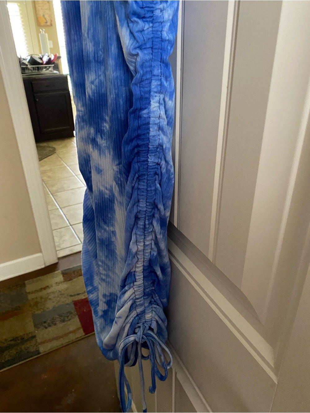 Blue Tie-Dye Ribbed Drawstring Dress - Picture 4 of 5